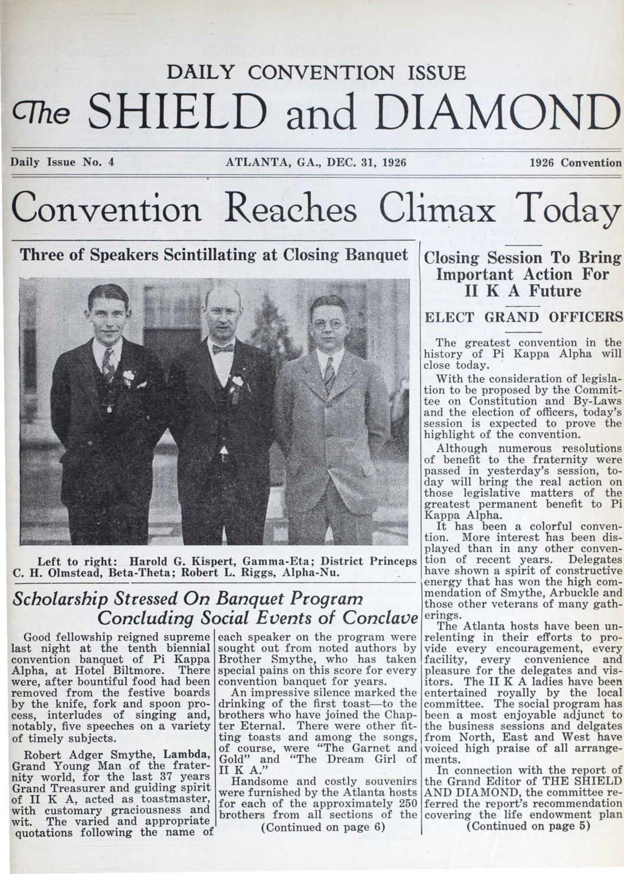 Daily 1926 Convention Issue, No. 4, December 31, 1926